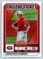 Jonathan Cannon 2022 Panini Elite Extra College Tickets Optic Holo Georgia