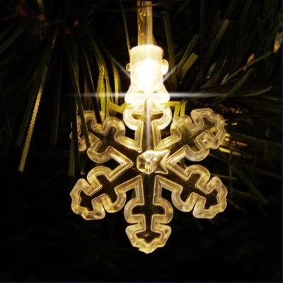 40 LED Copos de Nieve Guirnalda Luces Blanco Cálido Decoración Invernal Navidad - Imagen 1 de 2