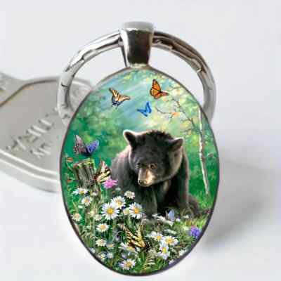 New Brown Bear Butterfly Flower Small Daisy Pattern Key Ring Perfect Gift Idea