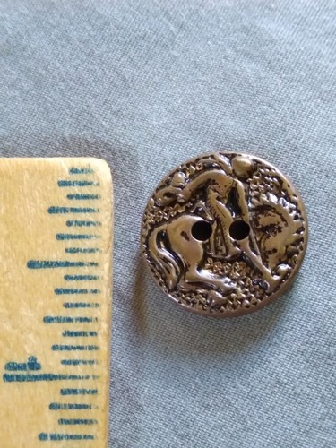 Vintage Ornate Cowboy Metal Button. - Picture 2 of 12