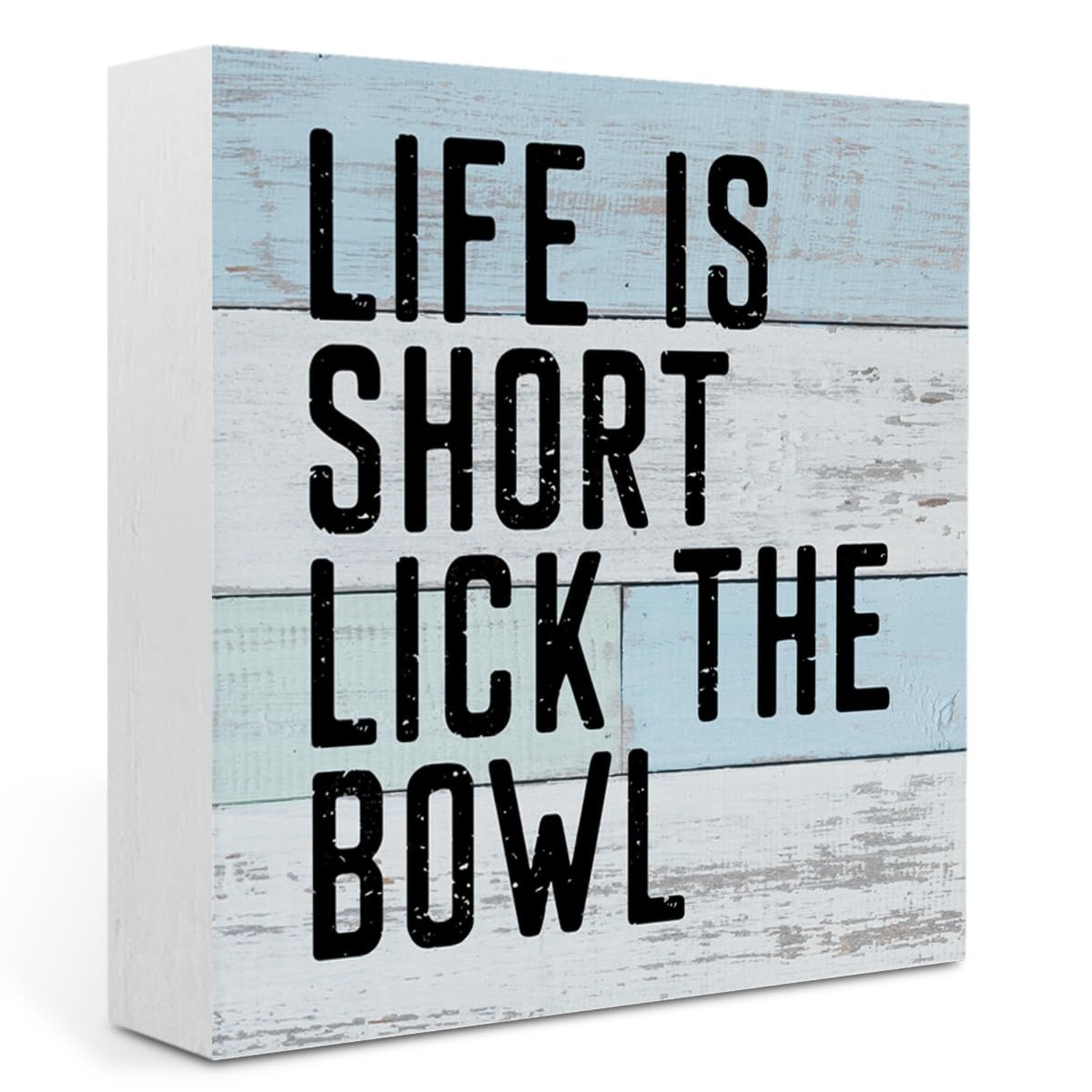 Life is Short Lick the Bowl Sign, Funny Toilet Quotes Wood Box Sign, Toilet D...