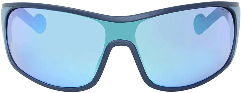 Moncler ML0129 92X Azul Lente Espejo Plástico Envolvente Protector Gafas de Sol Marco 0129