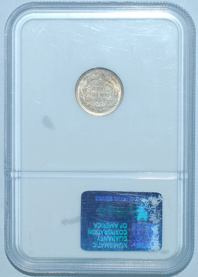 1868 S NGC AU58 Seated Liberty Half Dime - Image 2 of 2