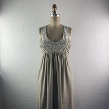 Anthropologie l 4 Molly New York Metallic Linen Crochet Lace Empire Halter Dress