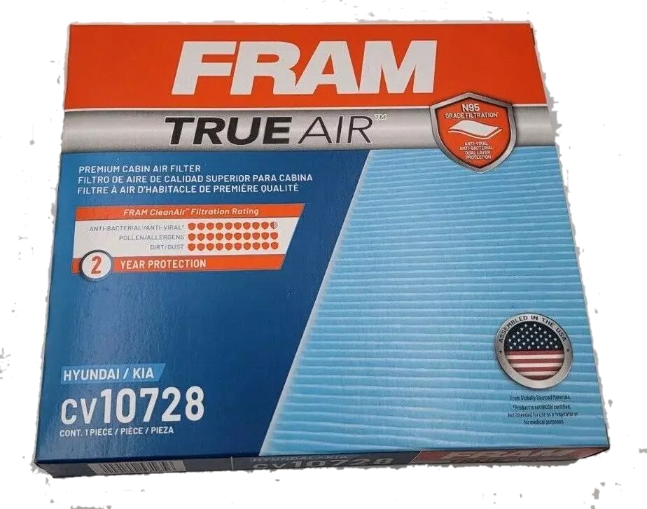 FRAM CV10728 TrueAir N95 CABIN AIR FILTER For Hyundai Kia 2007