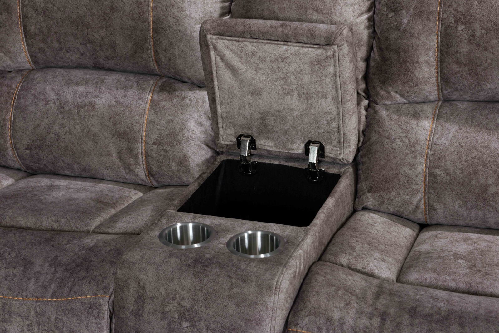 Brown Velvet Power Modular Recliner Sectional Sofa with 2 USB Port & Cup Holders