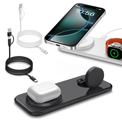 2in1 Wireless Charger Mat Dual Charging Pad For Apple Watch 10 9 8 iPhone 16 15