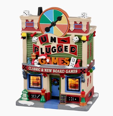 Lemax Unplugged Games #25894 BNIB Lighted Christmas Village Building BNIB