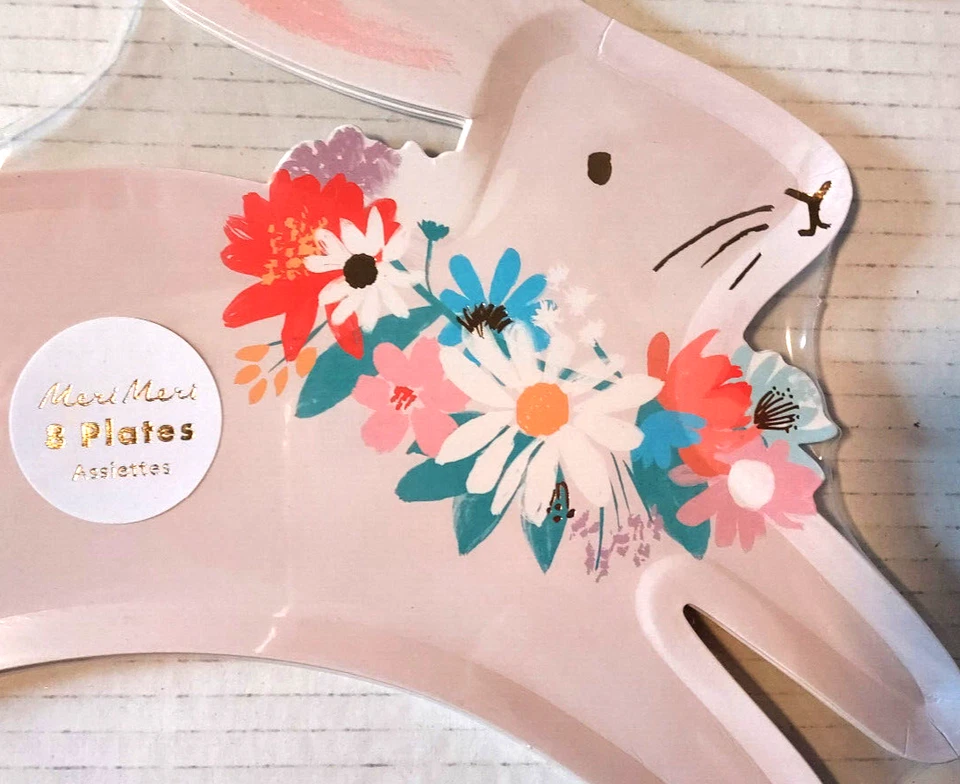 Meri Meri Easter Bunny Rabbit Party Paper Plates 9" x 12" - 3 Sets 8 Ea 24 Total - Image 2 of 3