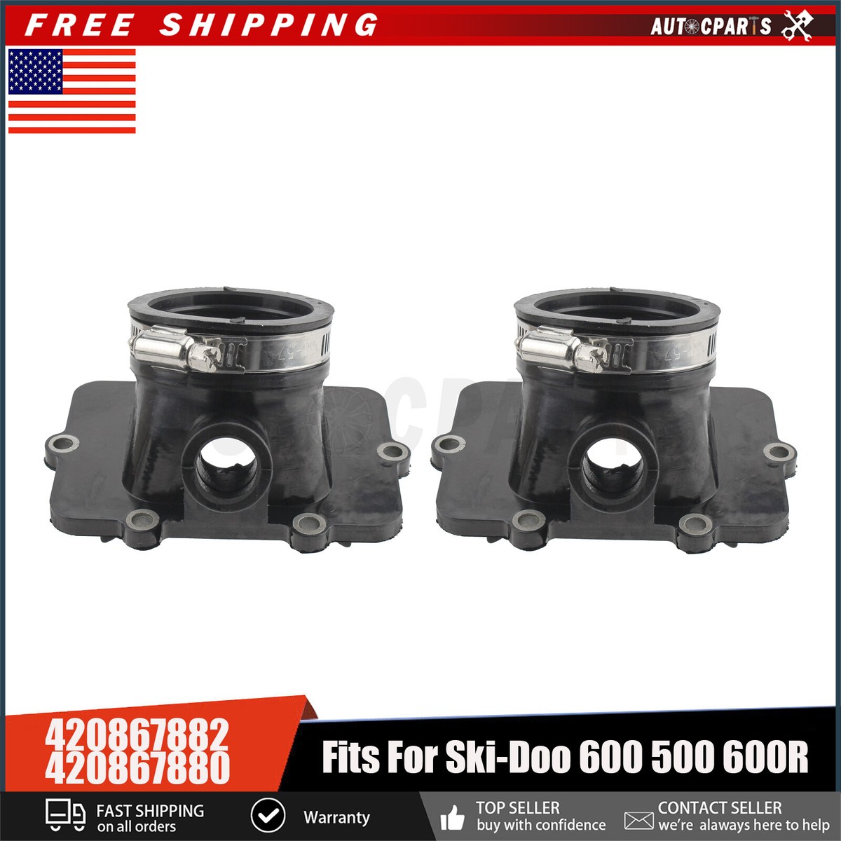 2PC Carburetor Intake Manifold Boot Fit For Ski-Doo MXZ legend 500