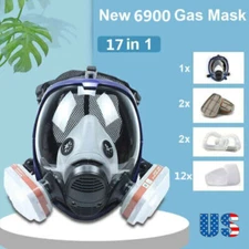 17IN1 6900 LRG Full Face PPE Gas Mask Respirator Spraying Painter Painting USA