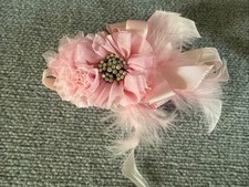 Boutique 0-12m Pink Tulle Flower Bow Headband Baby Photos Feather Rhinestone