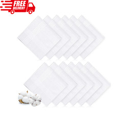 12 Pack Handkerchiefs Cotton Classic Hankies Large 16X16" Mens Hankerchief Hanky