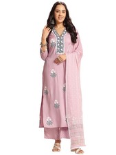 GoSriKi Women's Rayon Viscose Printed Straight Kurta with Pant Dupatta
