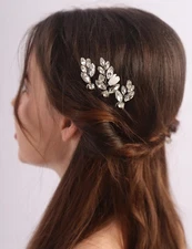 3 PCS White Flower Rhinestone Hair Pins Crystal Teardrop Bridal Headpiece