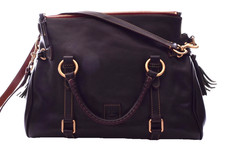 Dooney Bourke Large Black Florentine Satchel Bag Zip Tassel Gold Hardware VGC