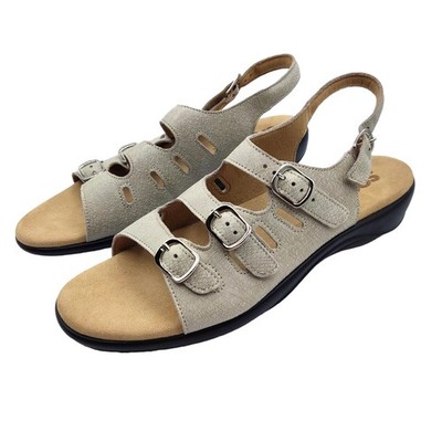 SAS Damen-Sandalen mystisch beige verstellbar Slingback Netz Leinen UK-Größe 9 neu