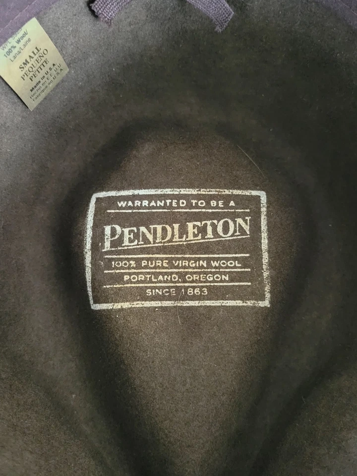 Pendleton Vintage Brown 100% Pure Virgin Wool Hat Size Small Tear Drop Crown   - Image 4 of 4