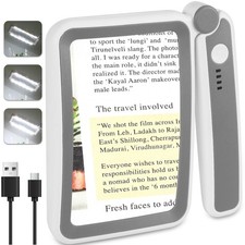 Rechargeable Magnifying Glass with Light for Reading, 5X Large Page Magnifier...