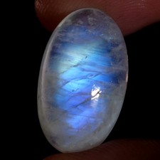 16.10 Cts BLUE FIRE WHITE RAINBOW MOONSTONE OVAL CABOCHON GEMSTONE
