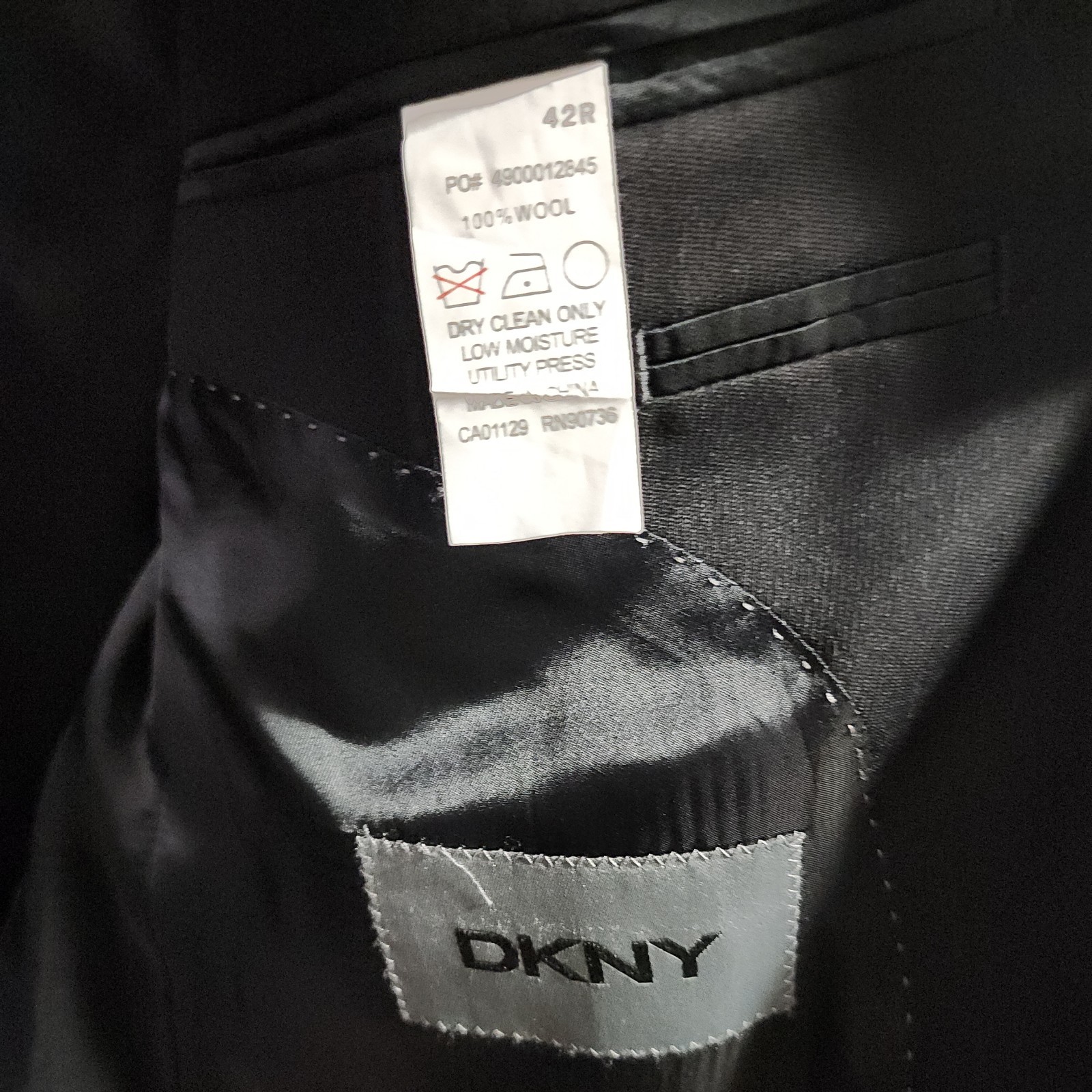 DKNY Wool Solid Black Suit (jacket and pants) - image 3