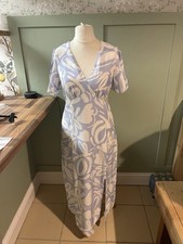 Women’s White & Blue Long Dress New Look UK 12
