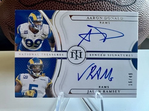 2021-22 Panini National Treasures Synced Aaron Donald Jalen Ramsey Dual Auto /49
