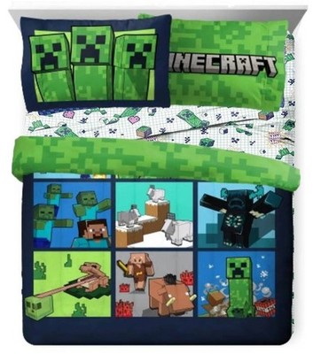 Minecraft ''Against Mobs'' Kids Queen Bed Set-W140897177932, AB0FHJ917X62