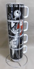 Nightmare Before Christmas “Love You To Death” Stacking Mugs With Metal Stand