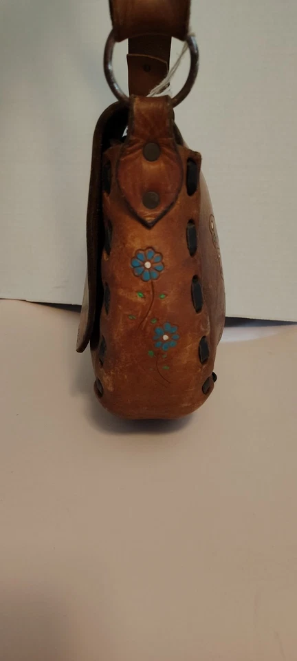 VTG-Hand Tooled Leather Bag-60's /70's Iconic Bag-Hand Painted Stamped Designs - Image 2 of 4