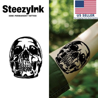 SteezyInk temporary tattoo Shadow Skull last upto 2 weeks 4 x 4 inch