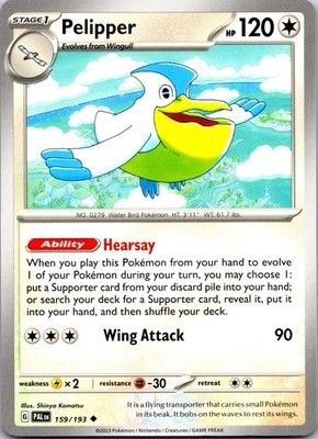 Pelipper 159/193 Uncommon Paldea Evolved Pokemon Near Mint