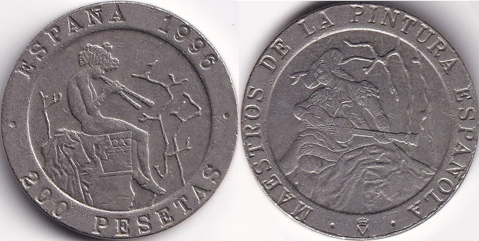 200 Pesetas 1996 Espagne Spain Fortuny et Balleau / Joueur de Flute et Guitare - Photo 1/1