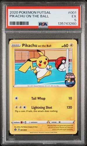 2020 POKEMON FUTSAL #001 PIKACHU ON THE BALL PSA 5