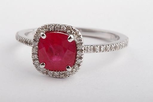 Ring ruby 1.35ct solitaire brilliant diamonds 0.2… - image 3