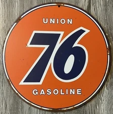 Union 76 Gasoline 8" Diameter Vintage Novelty Metal Sign Made In USA New!