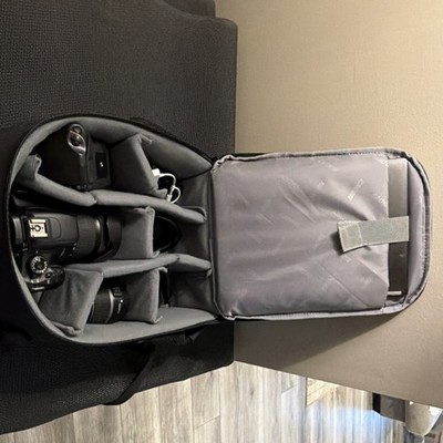 Caden Padded Nylon Camera Backpack Black Gray for DSLR, Lens, Accessories