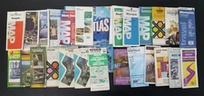 mixed lot of 25 Vintage Road Maps & 1 Road Atlas 1986 up, preowned