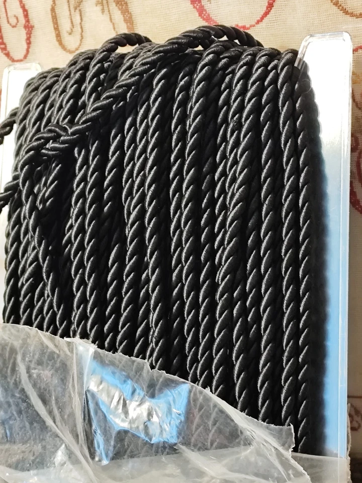 10  METRES DE Superbe Cordelette noire PASSEMENTERIE Ancien stock 7/8 mm env - Photo 4/4