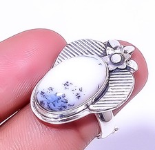 Dendritic Opal - Brazil 925 Sterling Silver Handmade Ring Adjustable 1 A347