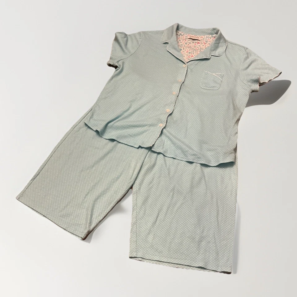 Juego de Pijama, Karen Neuberger Encore Algodón Capri, Punto Azul/Blanco, Talla 1X Foto 4 de 4