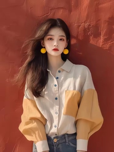 Fashion Korean Vintage Women Shirt Clothing Loose Long Sleeves Top Blouses - 第 4/7 張圖片