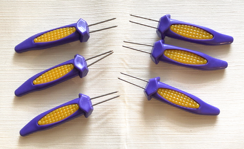 Large 6 Mid Century Corn on the Cob Skewers Handles Hong Kong 3 Sets PURPLE@312