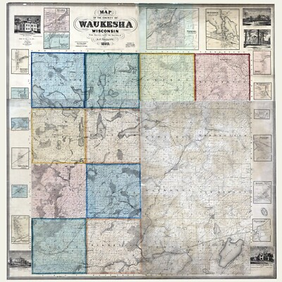 #ad #ad 1859 Farm Line Map of Waukesha County Wisconsin $64.35