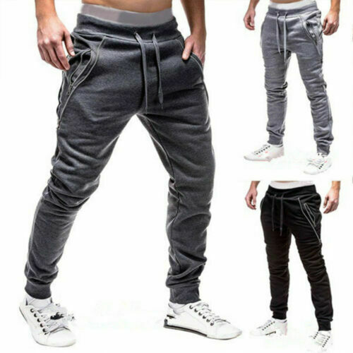 Mens Tracksuits Bottoms Joggers Pants Jogging Casual Trousers with Zip Pockets