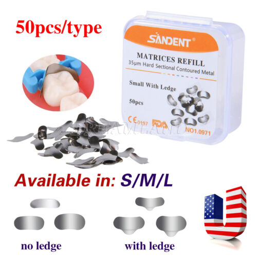 Dental Sectional Matrix System Contoured Metal Matrices Refill Matrix Bands 50x - Picture 10 of 77