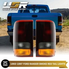 Red Smoke Rear Tail Lights Lamps Lr Set For 1993-1997 Ford Ranger Pickup Truck