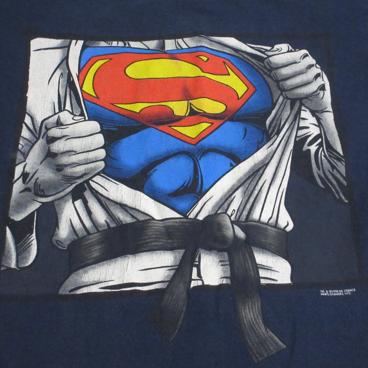Vintage Superman Shirt Youth Large Boys Blue 1998 DC Comics Super Hero USA  90s