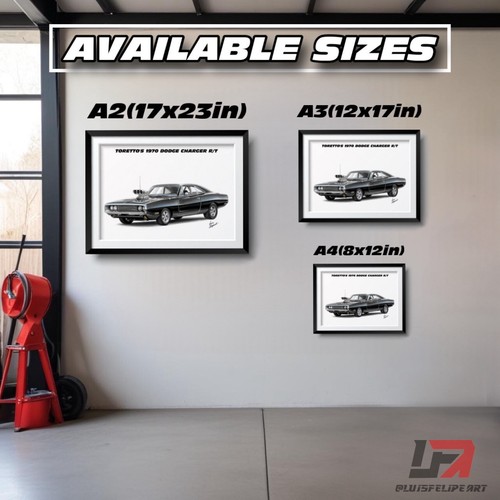 Fast and Furious car art poster: DOM'S 1970 DODGE CHARGER R/T - Picture 6 of 10