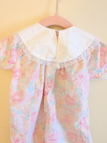 Vintage Cottage Core Romper Baby Girls Up to 14lbs Flower Print Pink Rose - Foto 8 di 8